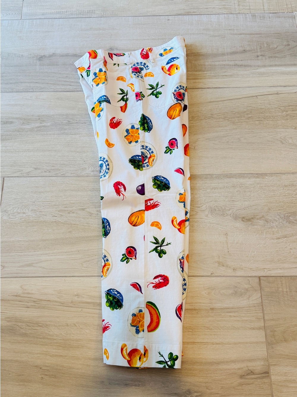 NWT Lizzie High Rise patch pocket wide leg pants in white multi print